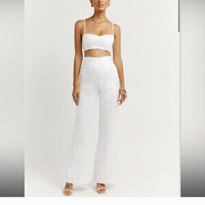 NWT DISSH AISLE WHITE LINEN FLARE PANT